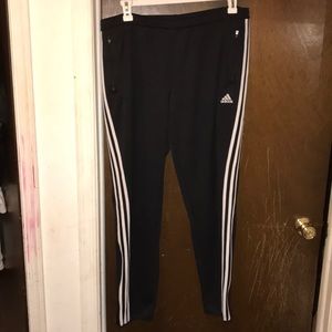 Stripped black adidas joggers
